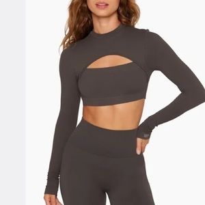 SCULPTFLEX® LONG SLEEVE CUTOUT BRA - HAZE × 1